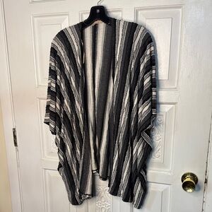 My Danielle Striped Style Kimono Cardigan Black/Gray Textured Size S/M